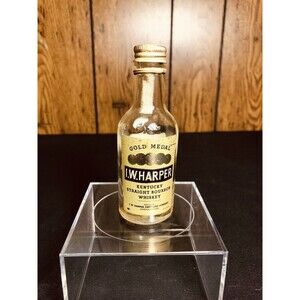 VINTAGE  I.W. Harper Bourbon Whiskey 1/10 Pint Clear Glass Airplane Mini Bottl